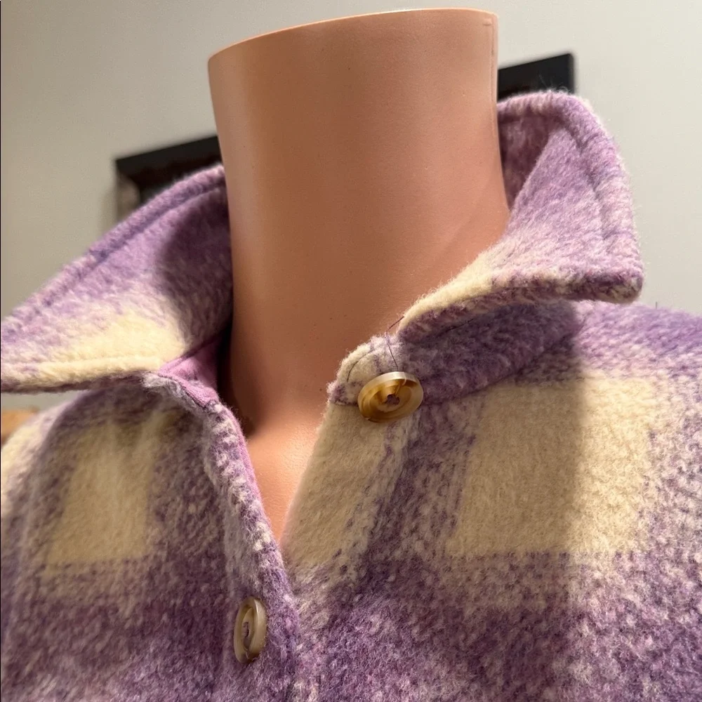 Skies Are Blue Purple and Cream Plaid Teddy Jacket - Picture 3 of 6